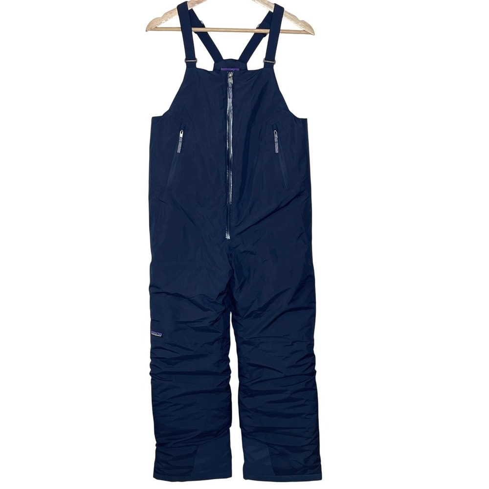 Patagonia Kids XL 14 Navy Blue Ski Snowboard Bib Overalls Snow Pants Zip Front